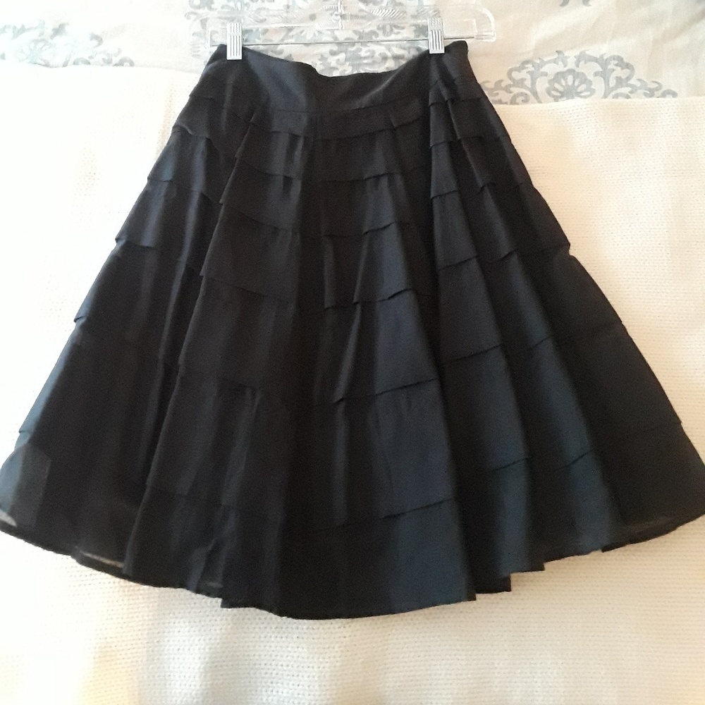 MM Couture silky black ruffled skirt